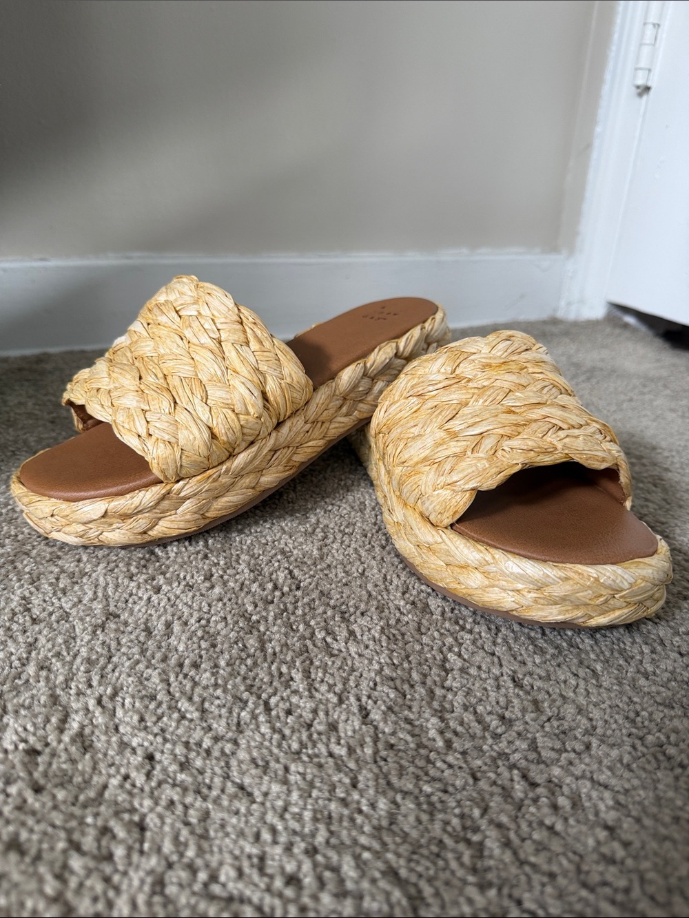 Target Woven Platform Slide Sandals in Natural Straw
